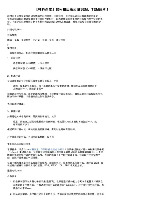 【材料课堂】如何拍出高质量SEM、TEM照片！