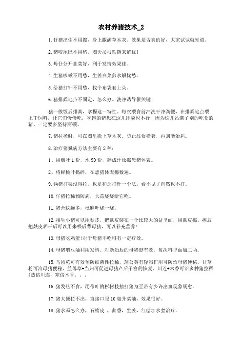 农村养猪技术