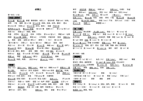 语文必修三四字词总结(注音)