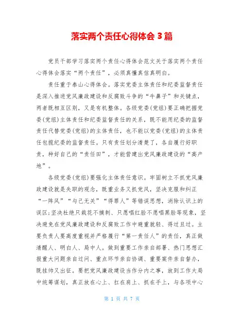 落实两个责任心得体会3篇
