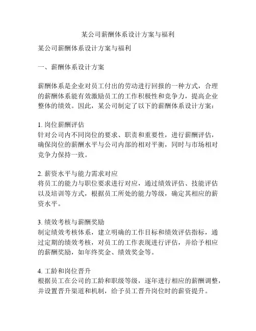某公司薪酬体系设计方案与福利