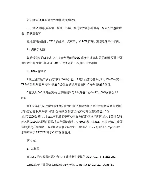常见猪病PCR检测操作步骤及试剂配制(精)