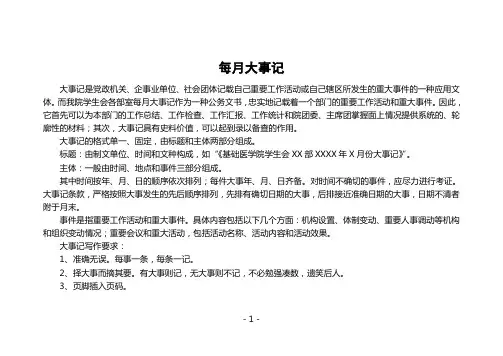 每月大事记