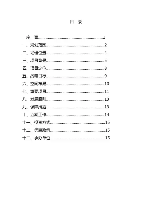 天门山先导区项目推介书