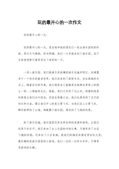 玩的最开心的一次作文