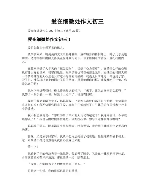 爱在细微处作文初三