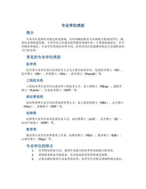 专业学位类别