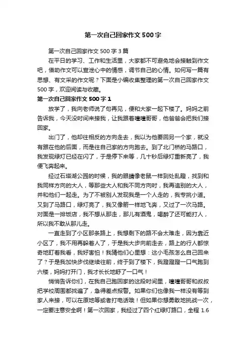 第一次自己回家作文500字3篇