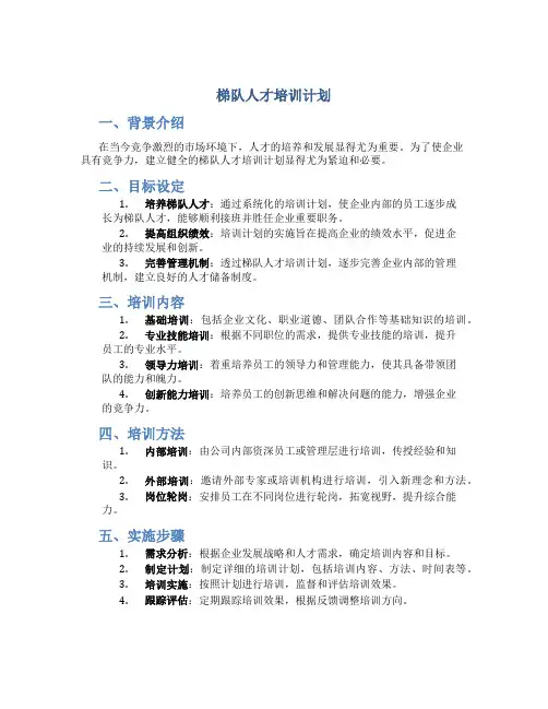 梯队人才培训计划
