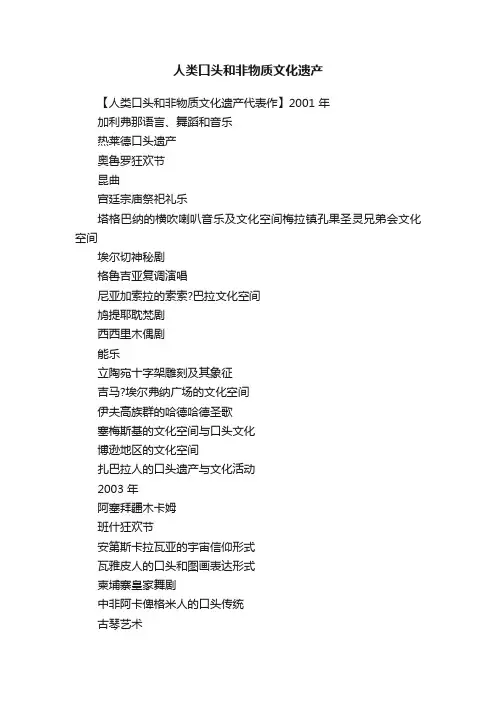 人类口头和非物质文化遗产