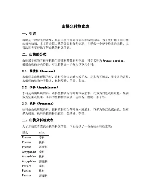 山桃分科检索表