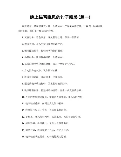 晚上描写晚风的句子唯美(精选两篇)