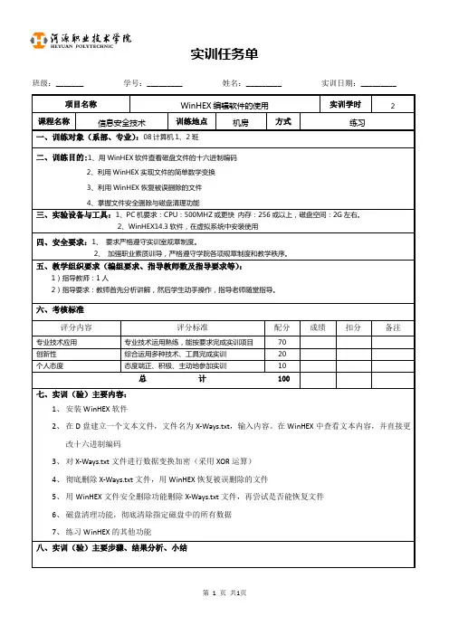 WinHEX编辑软件的使用