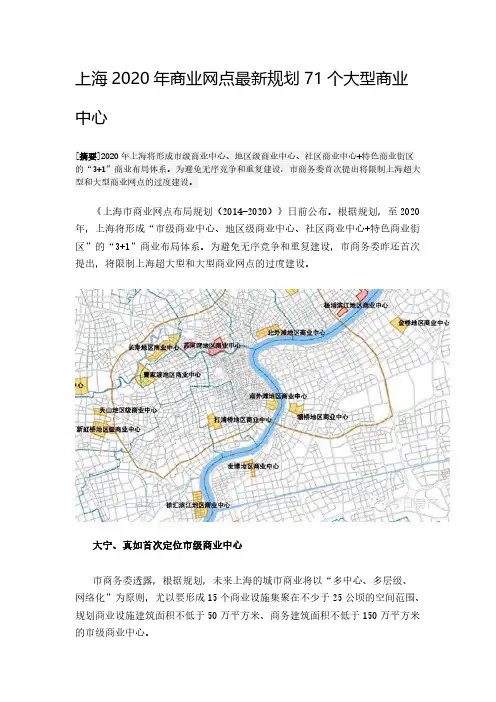 【VIP专享】上海2020年商业网点最新规划71个大型商业中心
