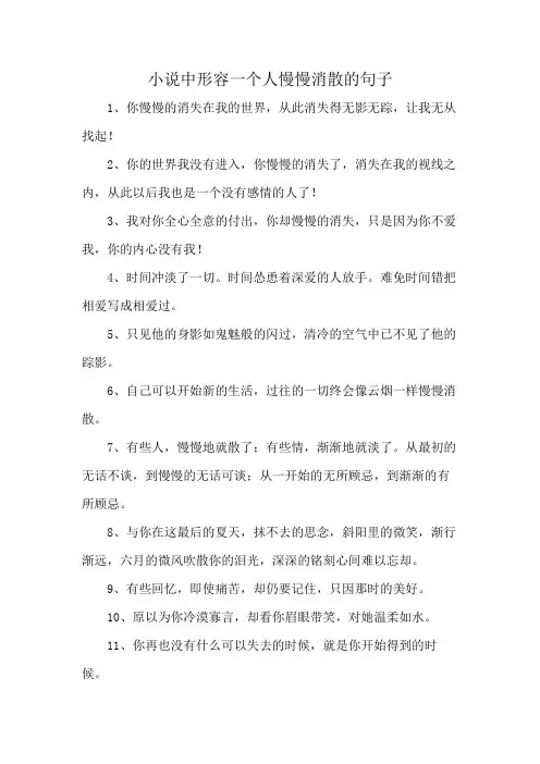 小说中形容一个人慢慢消散的句子