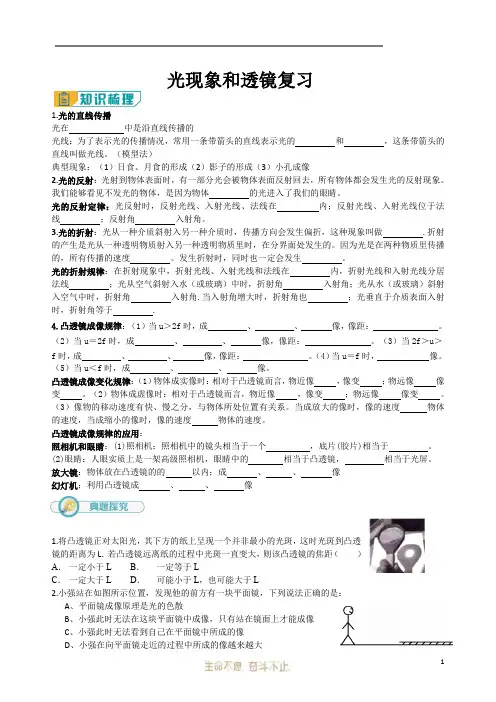 光现象和透镜中考复习