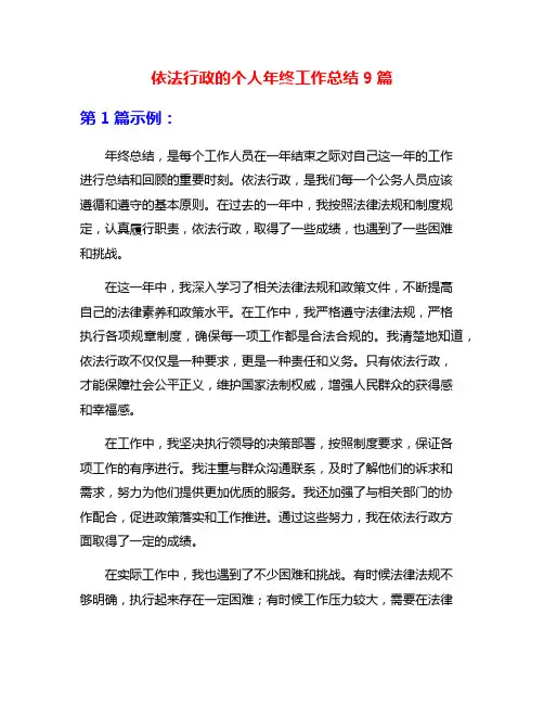 依法行政的个人年终工作总结9篇