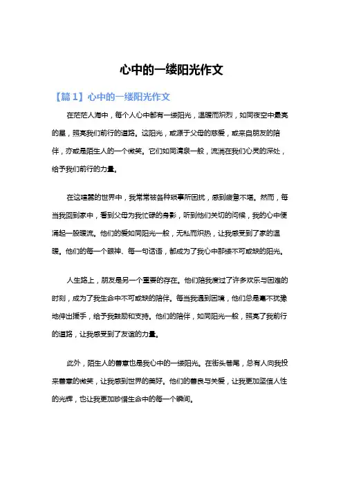 心中的一缕阳光作文