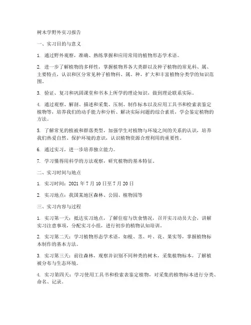 树木学野外实习报告