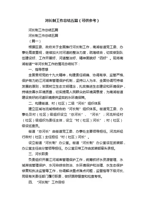 河长制工作总结五篇（可供参考）