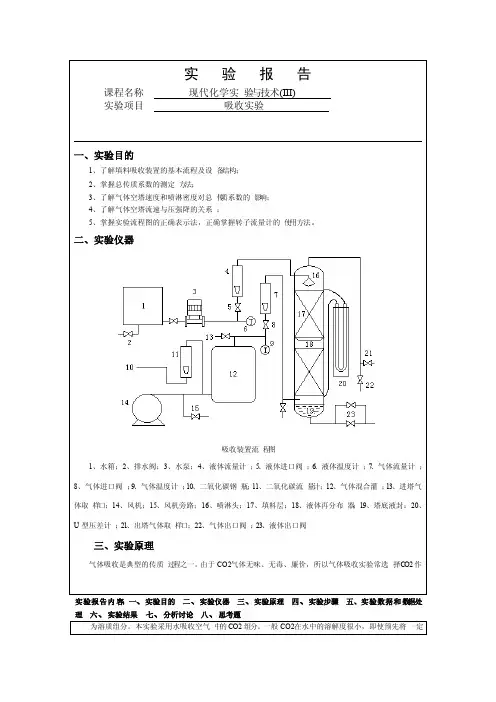 实验报告吸收实验