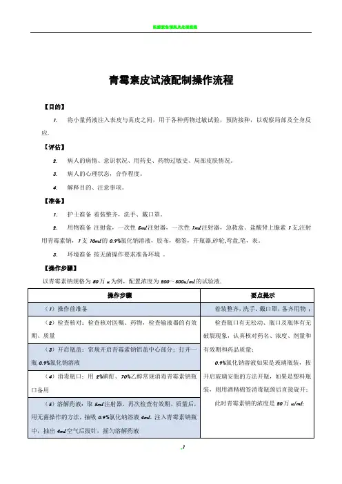 青霉素皮试液配制操作流程