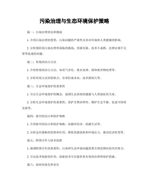 污染治理与生态环境保护策略