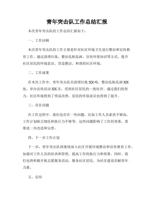 青年突击队工作总结汇报