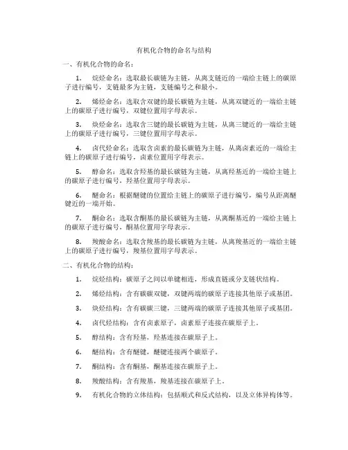 有机化合物的命名与结构