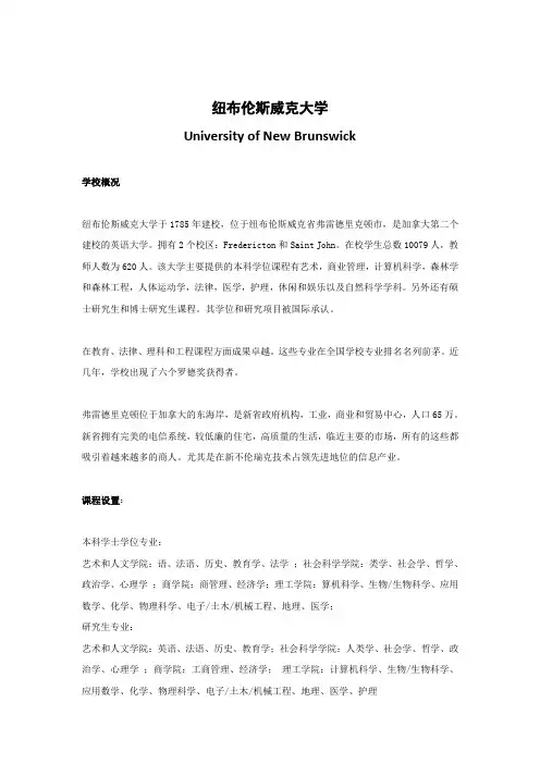 纽布伦斯威克大学简介
