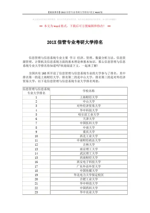 【最新推荐】201X信管专业考研大学排名-范文word版 (5页)