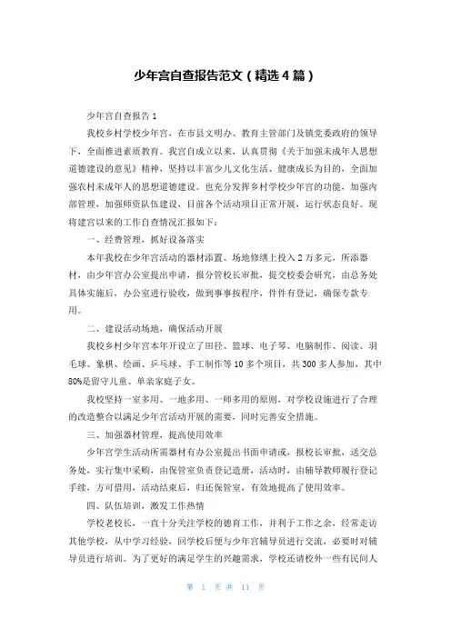 少年宫自查报告范文(精选4篇)