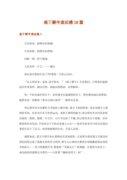 庖丁解牛读后感10篇