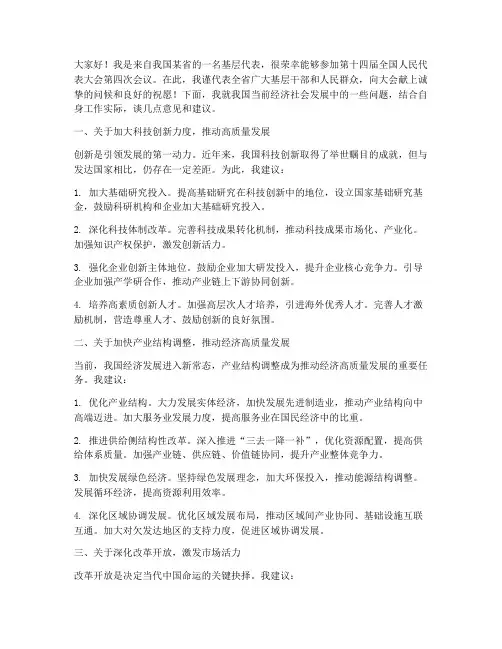 十四届四次会议发言稿