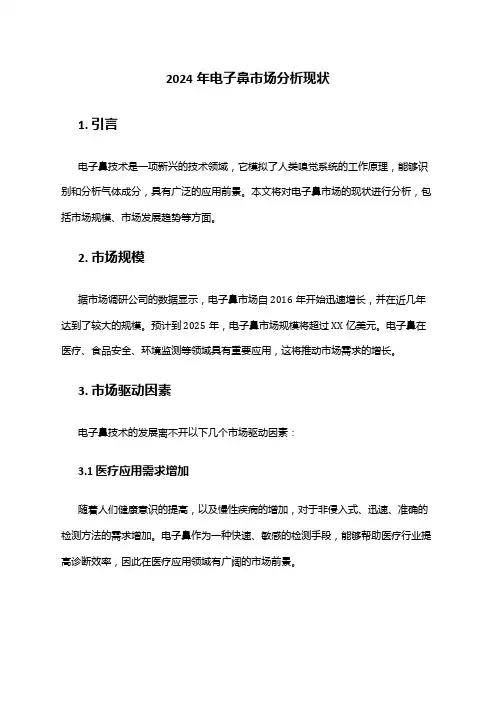 2024年电子鼻市场分析现状