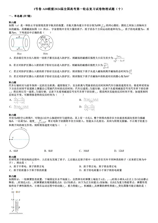 1号卷·A10联盟2024届全国高考第一轮总复习试卷物理试题(十)