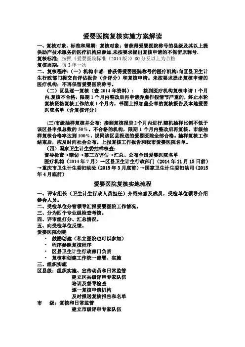 爱婴医院复核实施方案解读及实地流程