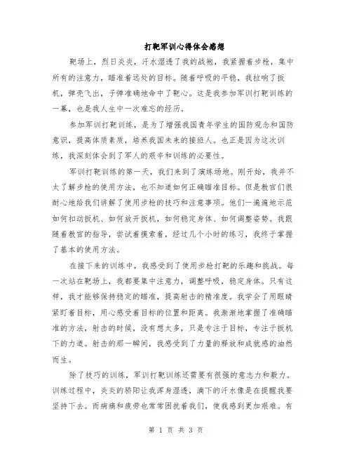 打靶军训心得体会感想