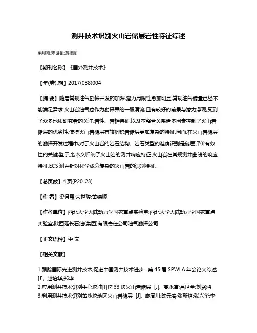 测井技术识别火山岩储层岩性特征综述