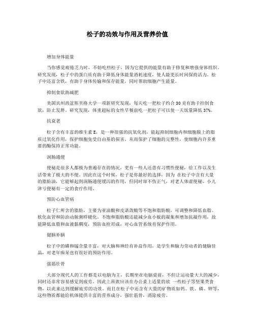 松子的功效与作用及营养价值