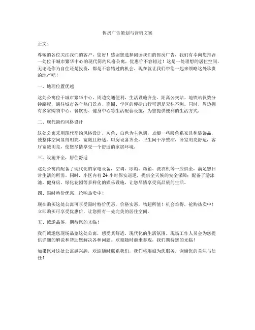 售房广告策划与营销文案