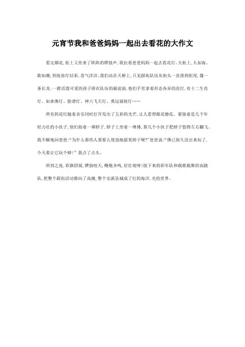 元宵节我和爸爸妈妈一起出去看花的大作文