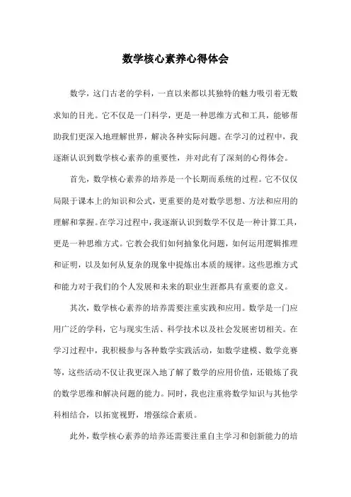 数学核心素养心得体会