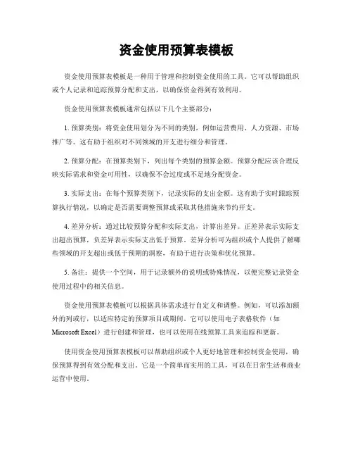 资金使用预算表模板