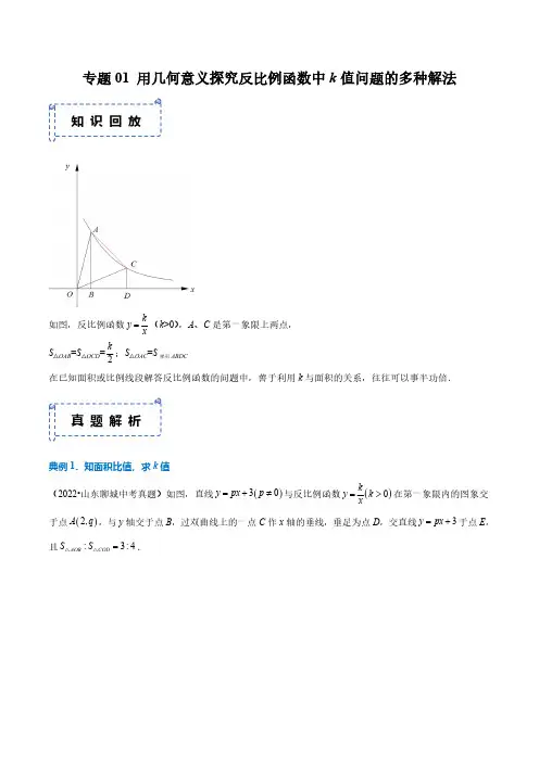 专题01 用几何意义探究反比例函数中k值问题的多种解法(解析版)