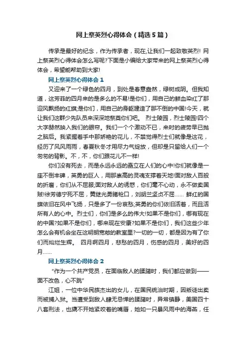 网上祭英烈心得体会（精选5篇）