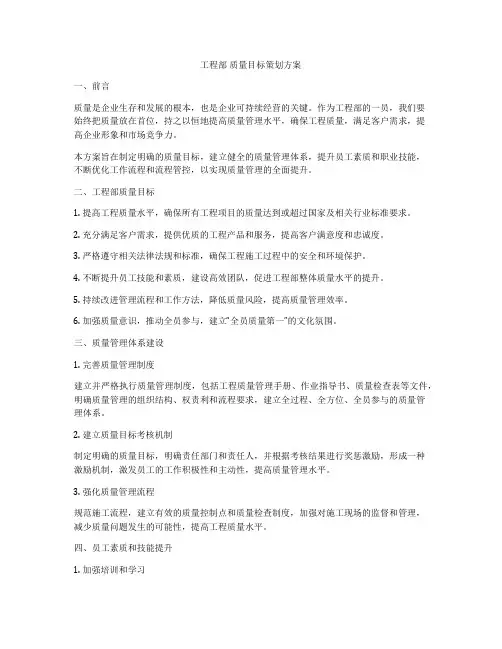 工程部 质量目标策划方案