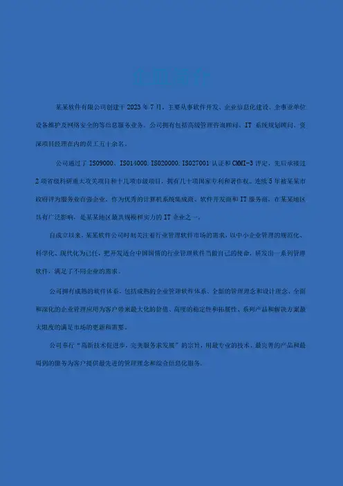 软件IT公司简介通用模板