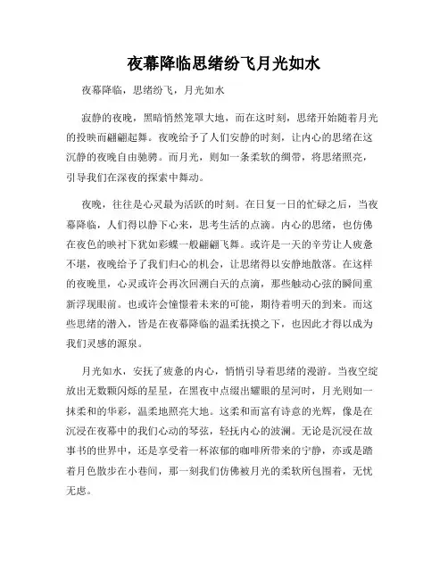 夜幕降临思绪纷飞月光如水