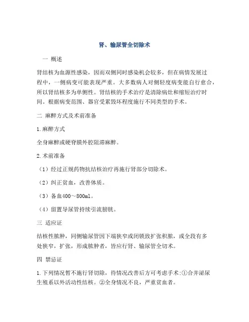 肾、输尿管全切除术